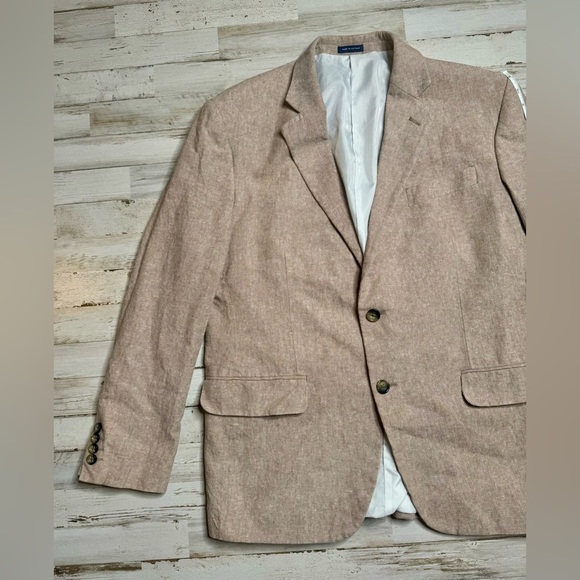 Stafford Mens Linen Blend Sport Coat Classic Fit Blazer Beige Mens 42R - Picture 3 of 12